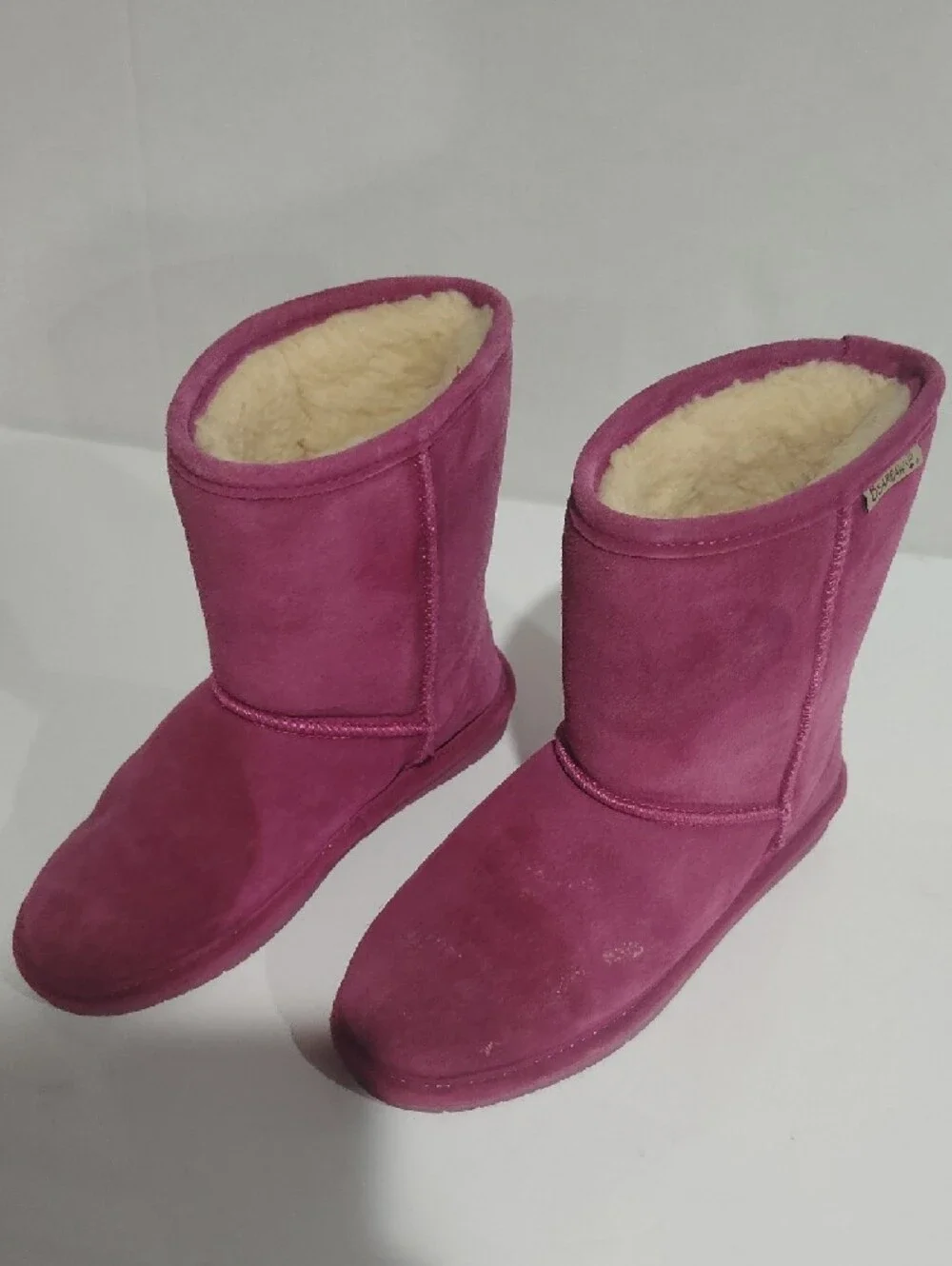 Bear Paws Girl's Pink Suede Shearling-Lined Winter Boots - Berry Size 4